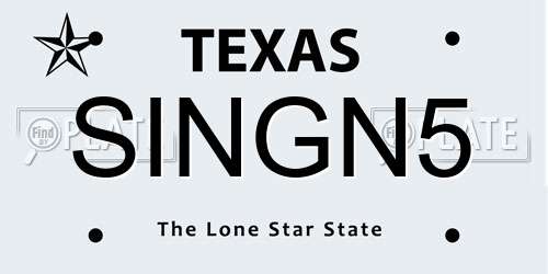 SINGN5 Texas License Plate
