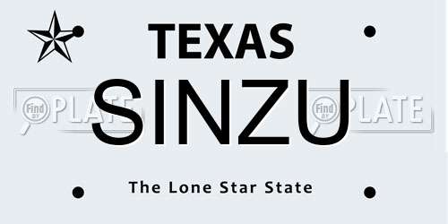 SINZU Texas License Plate
