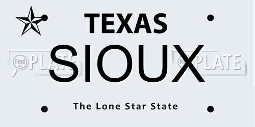 SIOUX Texas License Plate