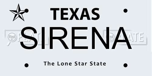 SIRENA Texas License Plate