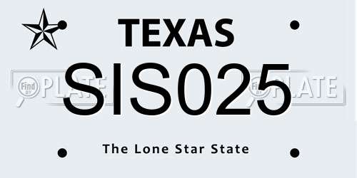 SIS025 Texas License Plate