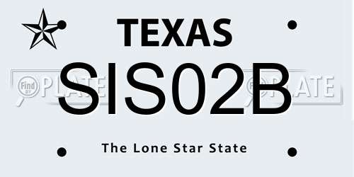 SIS02B Texas License Plate