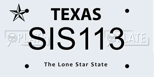SIS113 Texas License Plate