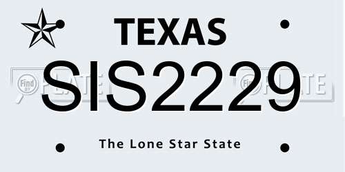 SIS2229 Texas License Plate