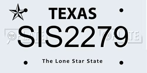 SIS2279 Texas License Plate