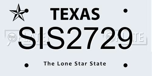 SIS2729 Texas License Plate