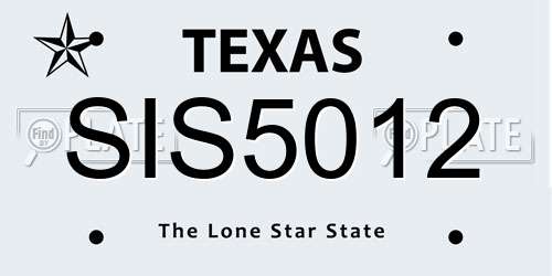 SIS5012 Texas License Plate