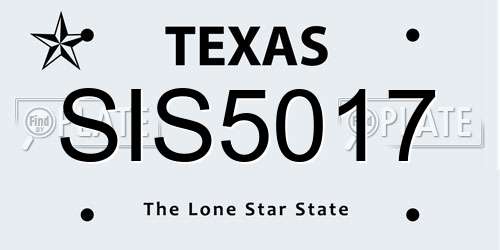 SIS5017 Texas License Plate