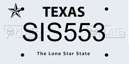 SIS553 Texas License Plate