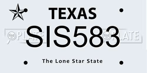 SIS583 Texas License Plate