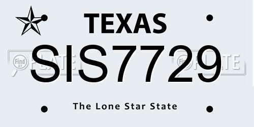 SIS7729 Texas License Plate