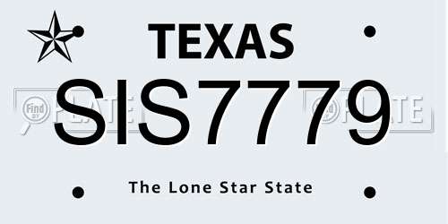 SIS7779 Texas License Plate