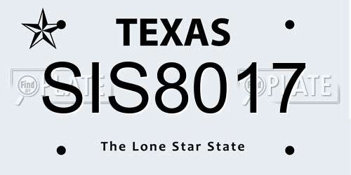 SIS8017 Texas License Plate