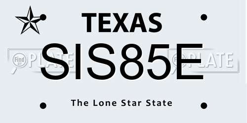 SIS85E Texas License Plate