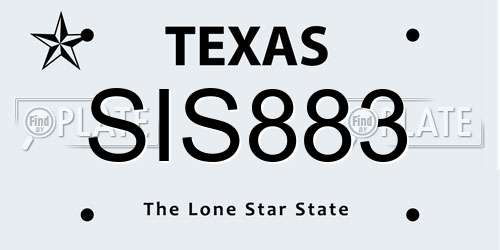 SIS883 Texas License Plate