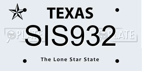 SIS932 Texas License Plate