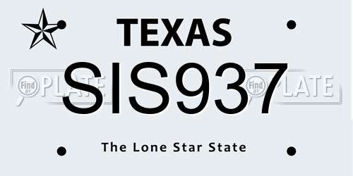 SIS937 Texas License Plate