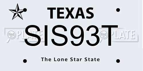 SIS93T Texas License Plate