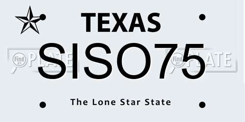 SISO75 Texas License Plate