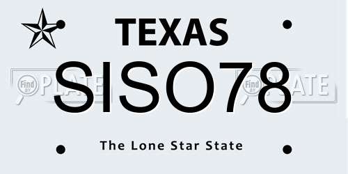 SISO78 Texas License Plate