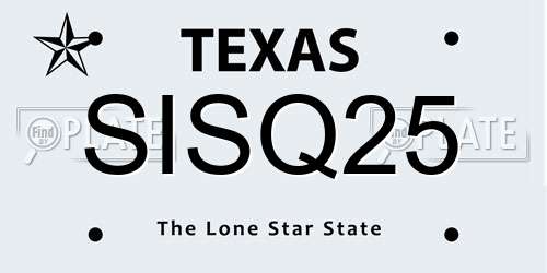 SISQ25 Texas License Plate