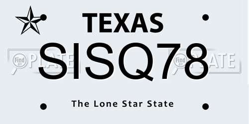 SISQ78 Texas License Plate