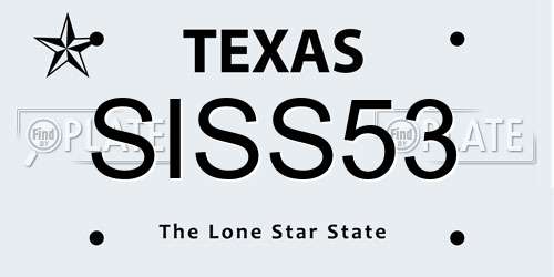 SISS53 Texas License Plate