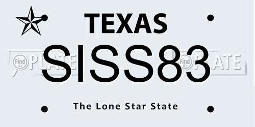 SISS83 Texas License Plate