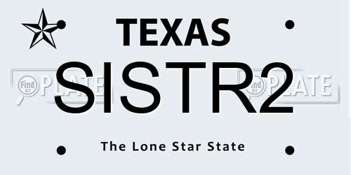 SISTR2 Texas License Plate