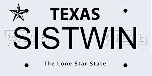 SISTWIN Texas License Plate
