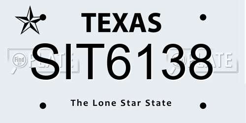 SIT6138 Texas License Plate