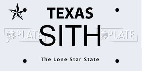 SITH Texas License Plate