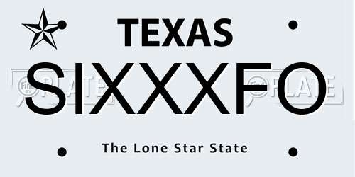 SIXXXFO Texas License Plate