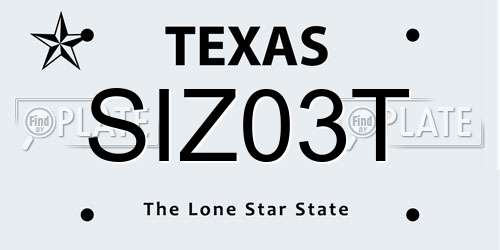 SIZ03T Texas License Plate