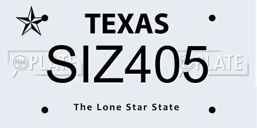 SIZ405 Texas License Plate