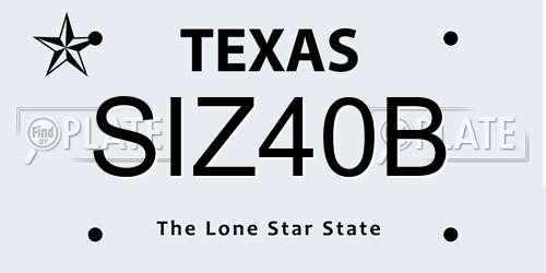 SIZ40B Texas License Plate