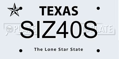 SIZ40S Texas License Plate