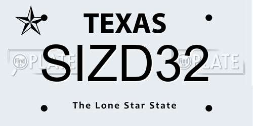 SIZD32 Texas License Plate