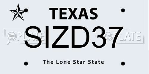 SIZD37 Texas License Plate