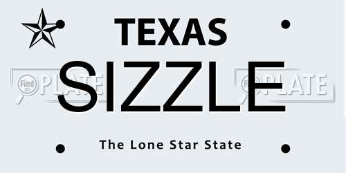 SIZZLE Texas License Plate