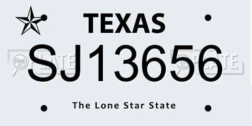 SJ13656 Texas License Plate