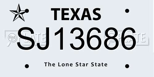 SJ13686 Texas License Plate