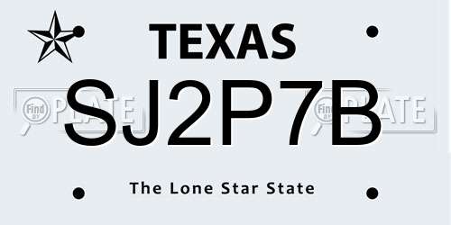 SJ2P7B Texas License Plate