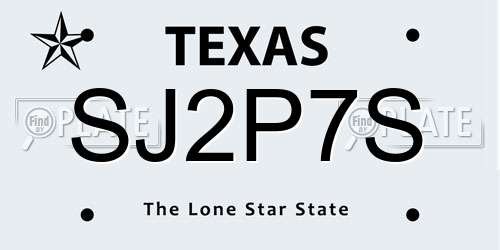 SJ2P7S Texas License Plate