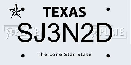SJ3N2D Texas License Plate
