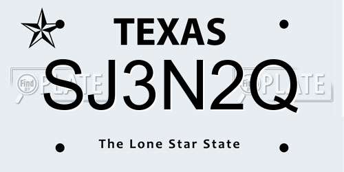 SJ3N2Q Texas License Plate