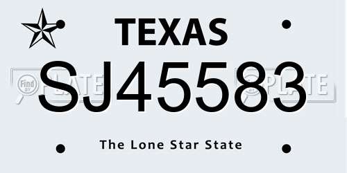 SJ45583 Texas License Plate