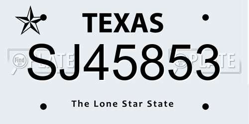 SJ45853 Texas License Plate