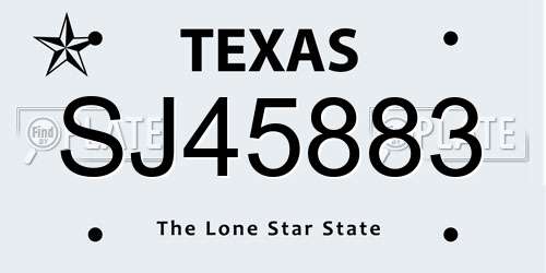SJ45883 Texas License Plate