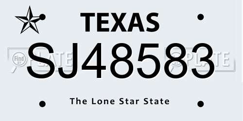 SJ48583 Texas License Plate